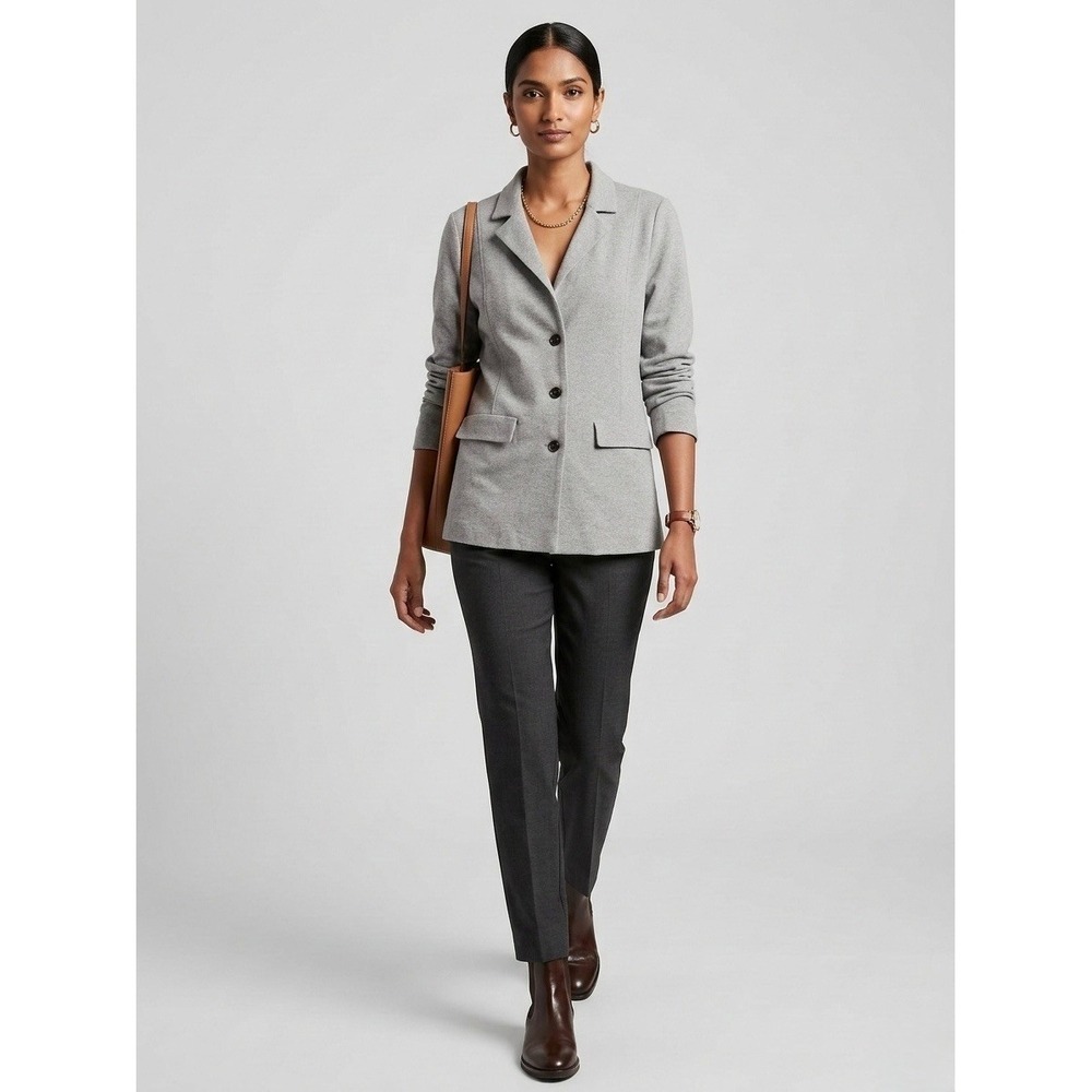 Banana Republic Womens Pima Cotton Wool Knit Blazer Grey Jacket Size Large